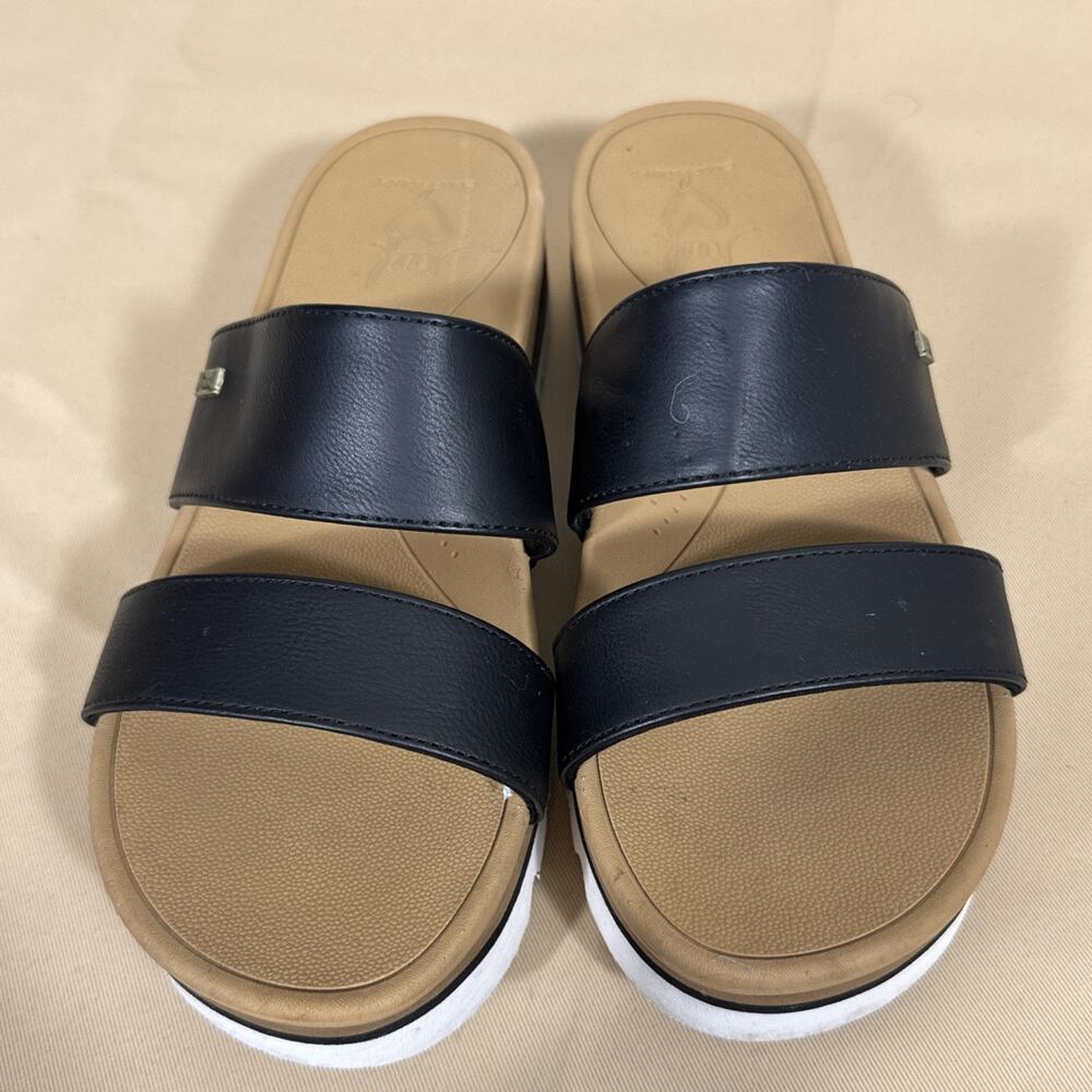 Reef Cushion Vista Hi Women’s 7 Black Platform Slide Sandals Arch Support - Picture 3 of 8